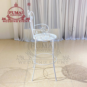 FUMAI FURNITURE White Metal <b>Bar</b> Chair European Style Fixed Armrest Modern Design for Home <b>Bar</b> Commercial Use - Product Image 5