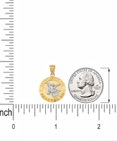 Pendentif Saint Michel Archange en laiton gravable sur mesure, plaqué or 14 carats, bicolore, rond, amulette religieuse, collier pour homme