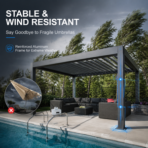 Auvent autoportant réglable pour terrasse, <span class=keywords><strong>toit</strong></span> rétractable télécommandé, pergola - Product Image 2