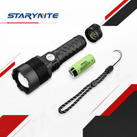 Lampe torche LED zoomable STARYNITE 3000LM, rechargeable USB-C RGB, tactique, fonction mémoire, IP65, en aluminium, vente en gros