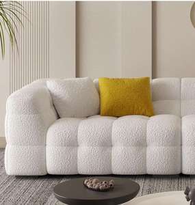 Ensemble de canapés en tissu blanc de style crème moderne et luxueux pour salon, meubles de salon avec rembourrage en éponge pour appartement ou villa - Product Image 6