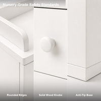 Commode à langer moderne en bois blanc à 5 tiroirs, armoire de rangement pour chambre de bébé avec protection anti-chute et kit anti-renversement pour chambre/salon