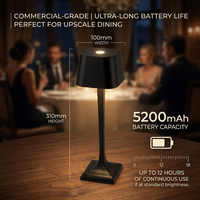 Lampe de table sans fil rechargeable de haute qualité en alliage d'aluminium pour usage commercial, restaurant, avec charge sans fil, fabricant
