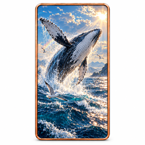 Souvenir de baleine à bosse nautique en cuivre pur de 1 oz, barre rectangulaire, impression couleur UV, personnalisable OEM ODM, vente en gros - Product Image 1