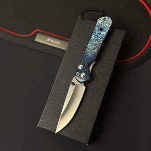 Coltello Pieghevole Professionale <span class=keywords><strong>in</strong></span> Acciaio 14C28N con Manico <span class=keywords><strong>in</strong></span> Titanio Anodizzato Blu, Sottile Coltello Tascabile EDC, Strumento Tattico per Esterni, Supporto OEM - Product Image 2