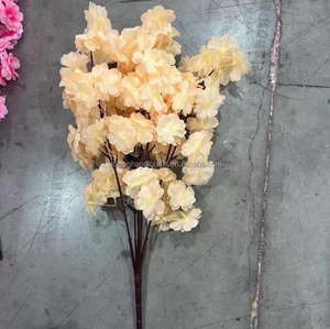 Fleurs de Cerisier Artificielles en Soie à 5 Branches, <span class=keywords><strong>Bouquet</strong></span> de Fleurs de Cerisier Blanches à Tige Courte pour Décoration de Mariage et d'Événements - Product Image 5