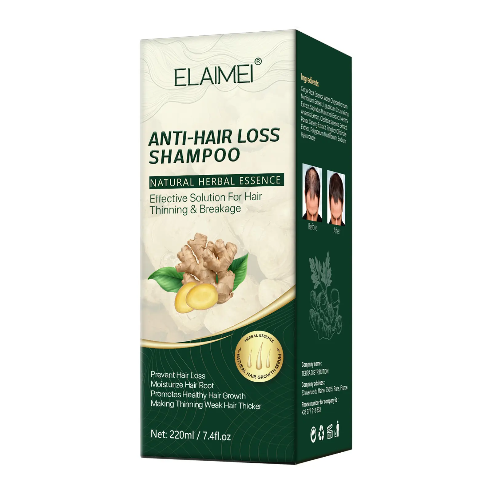 Commercio all'ingrosso zenzero Shampoo antiforfora natura nutriente per la cura dei capelli stimola i capelli più spessi