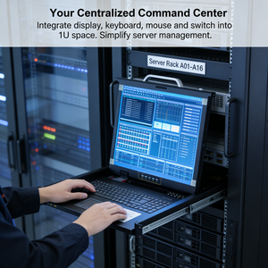 Commutateur <span class=keywords><strong>KVM</strong></span> LED VGA 1U pour montage en rack, 18,5 pouces, 4, 8 ou 16 ports, avec clavier et pavé tactile intégrés OSD, fonction IP USB/PS2 1080P, commutateur <span class=keywords><strong>KVM</strong></span> LCD - Product Image 2