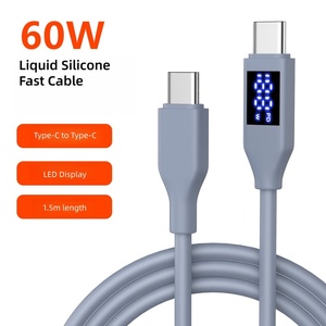 Pd 60W สายซิลิโคนแท้พิมพ์-C เป็น Type-C ชาร์จเร็ว LED แสดงข้อมูลดิจิตอลสำหรับ IPhone17 16 15 Samsung คอมพิวเตอร์และกล้อง - Product Image 4
