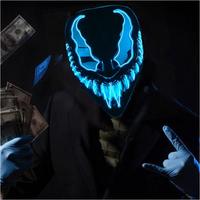 Masque d'Halloween Effrayant Masque Lumineux Led Costume de Mascarade d'Halloween Masque de Venom pour Festival Cosplay Sérigraphie PVC
