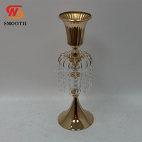 SMOOTH Vase de mariage en métal pour centre de table, arrangement floral, ornement, guide de chemin et support de fleurs avec pompon