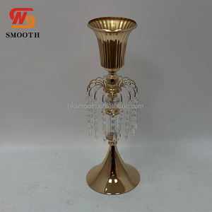 SMOOTH Vase de mariage en métal pour centre de table, arrangement floral, ornement, guide de chemin et support de fleurs avec pompon - Product Image 1