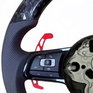 Volant <span class=keywords><strong>de</strong></span> <span class=keywords><strong>course</strong></span> personnalisé en cuir perforé et fibre <span class=keywords><strong>de</strong></span> carbone forgée pour Volkswagen Golf 7R – Vente chaude en gros - Product Image 2