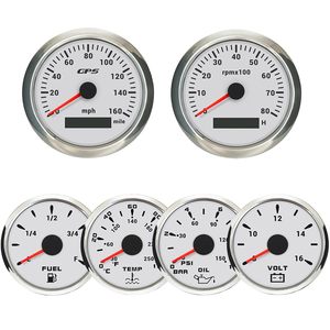 Velocímetro GPS de 85 mm, Medidor de Nivel de Combustible de 52 mm, Tacómetro de 160 MPH 0-8000 RPM, Juego de Indicadores con Retroiluminación de 7 Colores, Suministros Marinos para Barcos Negros - Product Image 1
