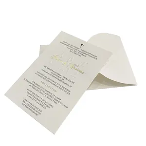 Tarjeta de invitación de boda de papel de lujo con letras impresas en relieve de lámina de oro personalizada con sobre