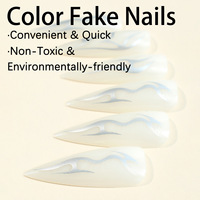 Ongles à presser de luxe Stiletto Chrome Liquide Nail Art Faux Ongles Faits à la Main Réutilisables Cadeau pour Femme Vente en Gros Dropshipping