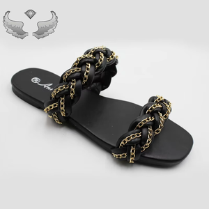 <span class=keywords><strong>Sandali</strong></span> Donna Estivi di Tendenza con Punta Quadrata Aperta, <span class=keywords><strong>Sandali</strong></span> Piatti con Cinturino Intrecciato, Ciabatte Slip-on, <span class=keywords><strong>Sandali</strong></span> Tessuti - Product Image 1