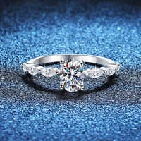 Haut de gamme 1 carat Moissanite Pigeon oeuf bague en diamant S925 argent Sterling luxe romantique fée vent proposition bague plaqué rhodium
