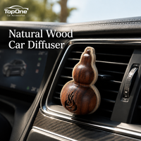 Diffuseur d'huiles essentielles en bois de noyer naturel TopOne pour grille d'aération de voiture, forme Hulu, poli à la main, accessoire de décoration automobile haut de gamme
