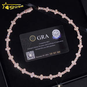 Mens Vòng Cổ Thời Trang <span class=keywords><strong>Rose</strong></span> <span class=keywords><strong>Gold</strong></span> Plated 13mm 925 sterling Silver vvs moissanite kim cương Iced ra sao qua liên kết vòng cổ - Product Image 1