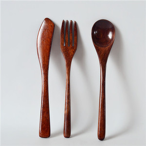 Juego portátil japonés de cuchara, tenedor, <span class=keywords><strong>cuchillo</strong></span> de madera, juego de cubiertos de tres piezas, vajilla de madera de regalo - Product Image 4