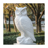 Vente chaude Décoration de jardin d'extérieur Statues de hiboux en pierre de marbre blanc Sculpture