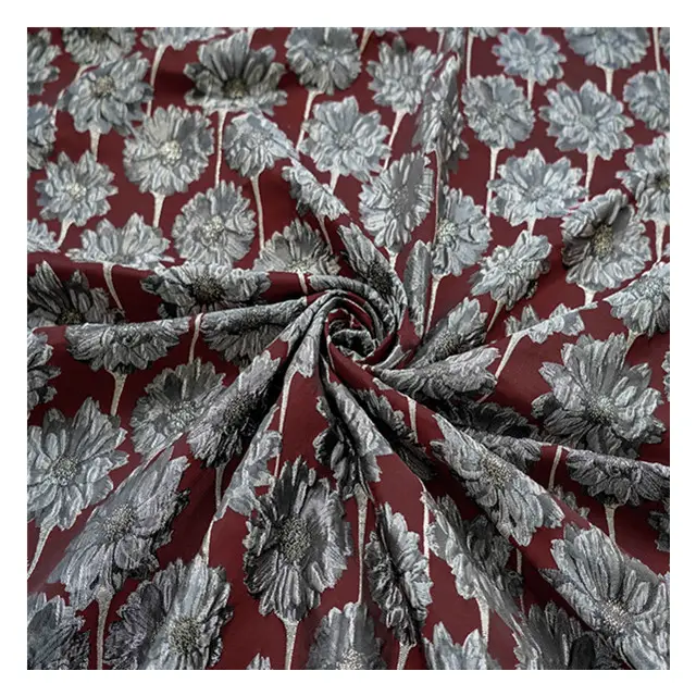 3D stamen filigree lotus woven exquisite jacquard flower fabric for dresses