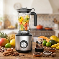 Mixeur Électrique Multifonctionnel à 6 Lames avec Conteneur en Plastique et Commande par Bouton Rotatif pour Cuisine