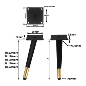 Gold Metal Furniture <b>Legs</b> Modern Sofa <b>Legs</b> Tapered Cabinet Feet Heavy Duty Replacement for Table <b>Chair</b> Bed Living Room - Product Image 2