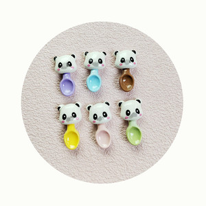 Kawaii มินิแพนด้าช้อนของเล่นเรซิ่นแบนกลับ DIY Hairpin ต่างหูหัตถกรรมสมุดภาพกุทัณฑ์ตกแต่ง Art - Product Image 3
