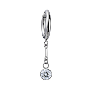 Gioielli per il corpo in titanio ASTM F136, ciondolo a goccia d'acqua con zirconi cubici quadrati e circolari, montatura a griffe, anello per orecchio, labbro, orecchino, piercing. - Product Image 4