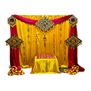 Unique Haldi Ceremony Hanging <b>Props</b> for <b>Stage</b> Indian Hand Crafted Decorative Hanging <b>Props</b> Wedding Event Decorative Pom Pom USA - Product Image 1