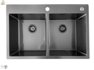 Grifo moderno inteligente de acero inoxidable de una sola ranura 33*22 con fregadero de cocina negro cepillado - Product Image 2