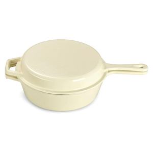 <span class=keywords><strong>Olla</strong></span> Holandesa de <span class=keywords><strong>Hierro</strong></span> <span class=keywords><strong>Fundido</strong></span> Esmaltado Blanco con Doble Asa, <span class=keywords><strong>Olla</strong></span> Profunda para Uso Versátil en la Cocina, para Hornear Pan, Sopa y Caldos - Product Image 1