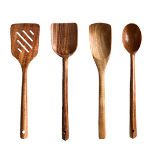 Ensemble de spatules en bois de teck, 3 pièces, ustensiles de cuisine antiadhésifs pour mélanger les salades et les soupes - Product Image 5