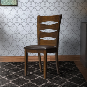 Set of 2pc Unique Back Design Eco-Friendly Tufted Wooden Side <b>Chairs</b> in <b>Brown</b> Finish Modern Style <b>Dining</b> Room Furniture - Product Image 2