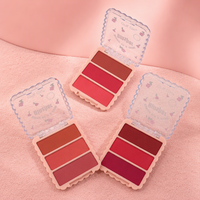 Palette de fard à joues en poudre minérale 3 couleurs Gulf Girl, fini mat doux, haute pigmentation, longue tenue, 12g, emballage en boîte couleur