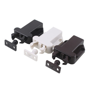 Loquet autobloquant pour porte d'armoire, en plastique blanc et noir, bouton-poussoir, design silencieux pour meubles de placard - Product Image 4