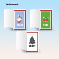 Billets de loterie à découpes personnalisées sur le thème de Noël, à ouverture facile, avec 1 fenêtre et languette à tirer