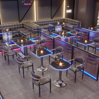 Ensemble de meubles lumineux vintage pour bar commercial, discothèque, table et chaise de salon, chicha, KTV