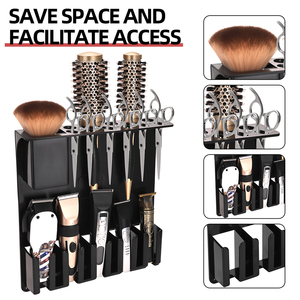 Barbería Negro Cortapelos Tijeras Cepillos Peines Organizador Montaje en pared Soporte de herramientas de peluquero - Product Image 6