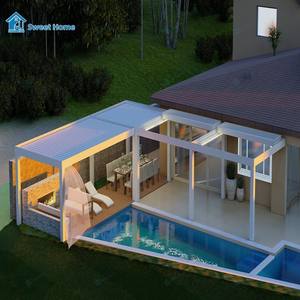 Pérgola Bioclimática Motorizada Moderna Sweet Home, Plegable y Retráctil, Estructura de Aluminio Impermeable <span class=keywords><strong>para</strong></span> Área de Piscina, Casa de Verano - Product Image 1