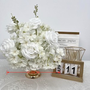 120cm Tall <b>Artificial</b> Flower Stand Party Decor <b>White</b> Centerpieces Flower Wedding Table Metal Centerpieces With Red Flower ball - Product Image 3