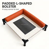 Lit surélevé pour chien avec rebord en L, en cuir PU et tissu Oxford, design tendance pour grands chiens, respirant et confortable
