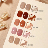 Série Thé Glacé – Vernis à Ongles Gel UV 9 Couleurs – Lot de 15ml – Nude, Marron, Caramel, Rouge – Gel Polish LED Soak Off pour Salon de Manucure et DIY