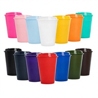 Vasos de Viaje Reutilizables de Plástico de 16 oz, con Tapas para Beber Directamente, Libres de BPA, para Té Helado/Bebidas Frías, Multicolores, para Fiestas