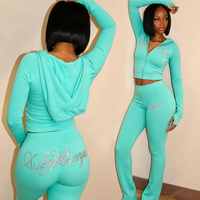 Ensemble de survêtement décontracté Y2K en nylon pour femme avec logo personnalisé, comprenant un crop top zippé à manches longues et un pantalon évasé moulant