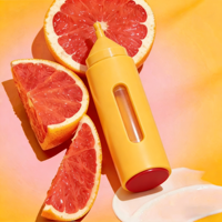 Emballage cosmétique en plastique jaune LOGO Custom Skincare 30 ml, flacon pompe sans air avec compte-gouttes pour crème pour les yeux, sérum pour le visage