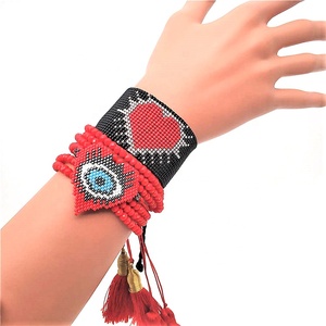 MI-S190095 Moyamiya <span class=keywords><strong>mal</strong></span> de ojo corazón amor borla pulseras Pulsera Bibliek conjunto Miyuki conjunto Pulsera - Product Image 2
