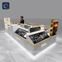 Weißgold Parfüm Store Vitrine Edelstahl Rahmen abschließbare Glas Vitrine Einzelhandel Duft Counter Möbel Design